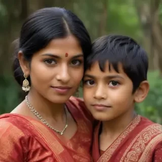 mom and son indian