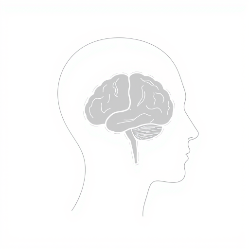 Create a clean vector illustration of a human profile with a brain outline inside, using a high-resolution setting of 300 DPI, captured from a side view using a digital drawing tablet with a smooth brush style.
