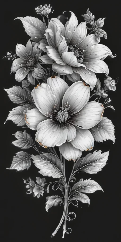 flower clip art black and white