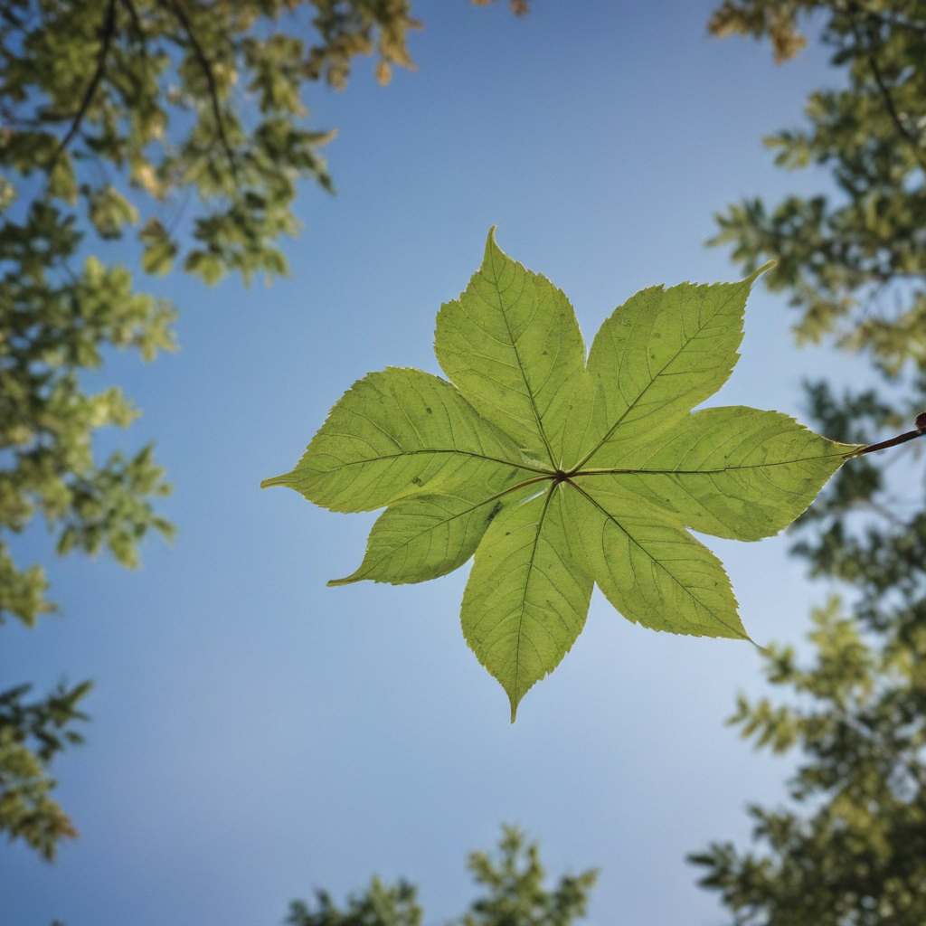 leaf in the air