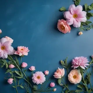 blue background with flowers