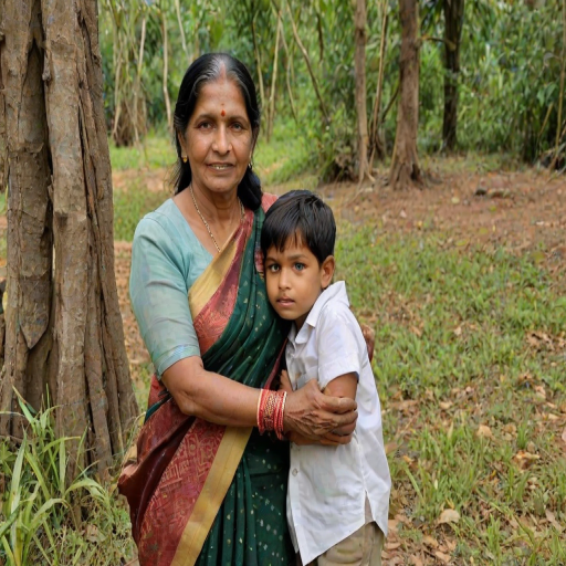 mom and son indian