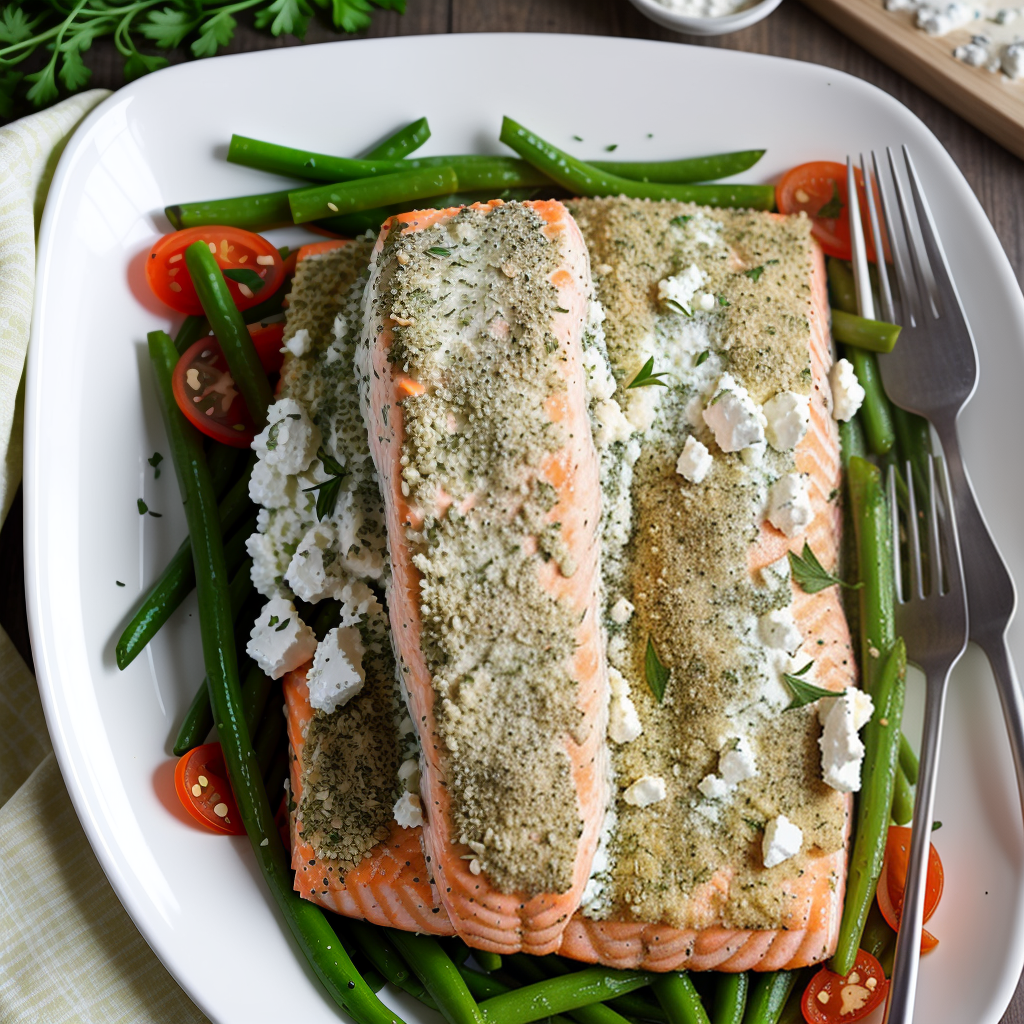 feta and herb crusted salmon