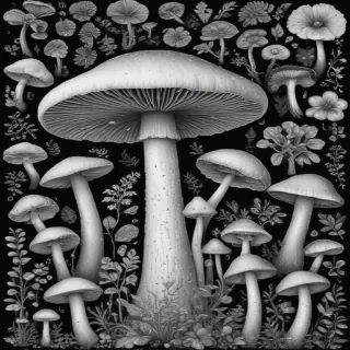 mushroom clipart black and white