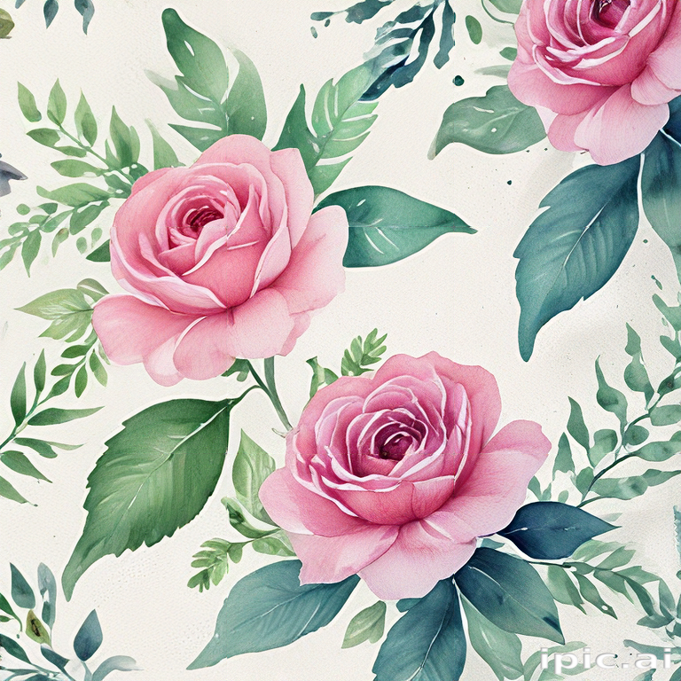 Delicate Pink Roses Surrounded by Lush Green Leaves and Soft Background