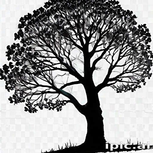 Elegant Silhouette of a Tree with Intricate Branches Against a Light ...
