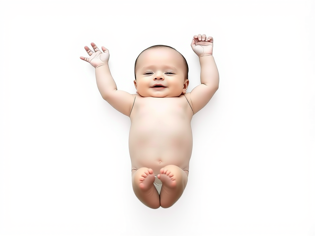 a minimalist line drawing of a baby lying on its back with its arms and legs raised, high resolution, natural lighting, 50mm lens, f/2.8 aperture, ISO 100, soft focus background, DSLR camera, top-down view