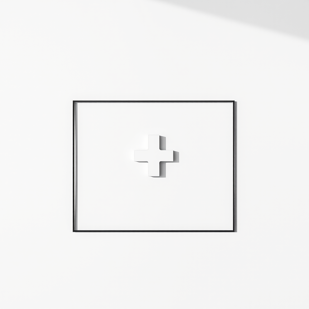 Create a high-resolution image of two overlapping rectangles with a central plus sign, shot with a DSLR camera at f/2.8, ISO 100, 50mm lens, in a top-down view with soft natural lighting and a minimalistic style.