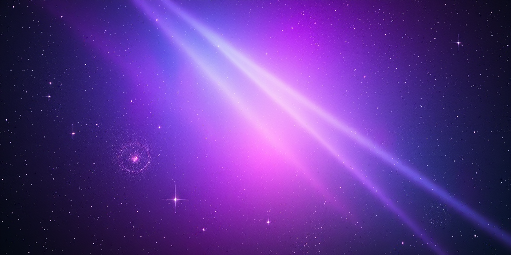 Create a vibrant cosmic scene featuring a gradient of purple and blue hues with radiant light beams shining through, showcasing sparkling stars, captured with a DSLR camera at ISO 100, f/2.8, 1/60s, wide-angle lens, in a high-resolution format to enhance detail and clarity.
