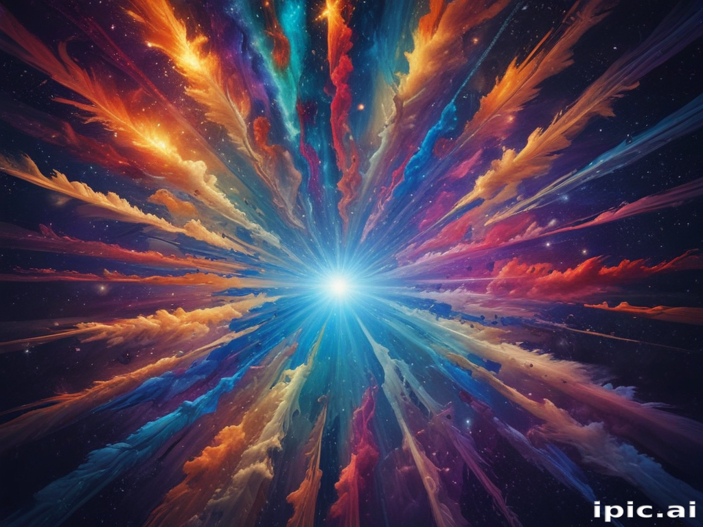 Explosive Burst of Colorful Cosmic Energy Radiating from a Central Point