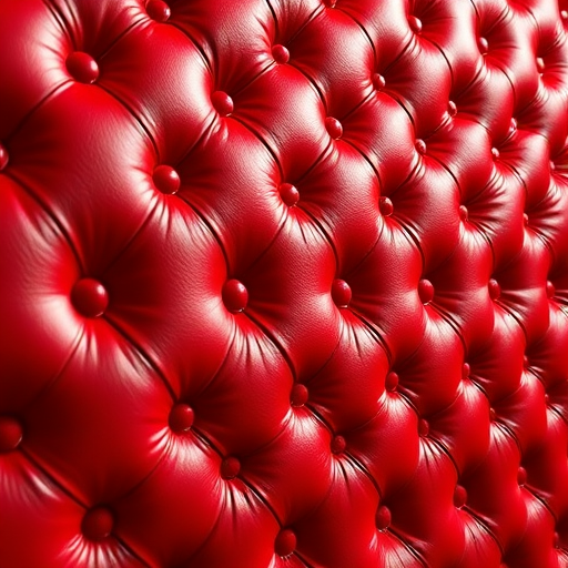 high-resolution image of a red leather tufted wall, macro shot, aperture f/2.8, shutter speed 1/60s, ISO 100, DSLR camera, soft natural lighting, diagonal view