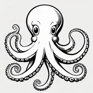 octopus clipart black and white