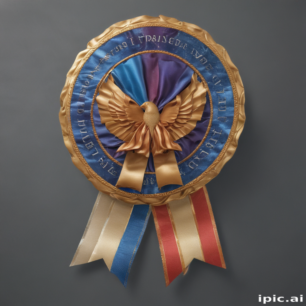 Decorative Award Ribbon Featuring an Eagle and Elegant Satin Ribbons