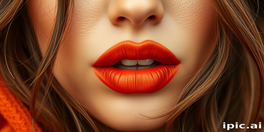 Warm terracotta woman lips with satin finish, complementing earthy tones and boho-inspired aesthetics