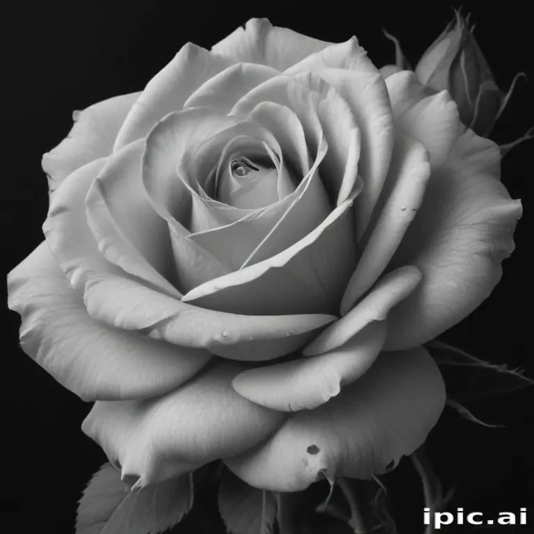 rose drawing black and white