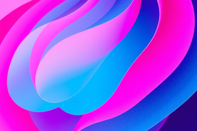 abstract layered design with vibrant pink, blue, and purple colors, close-up view, high-resolution, ISO 100, f/8 aperture, 50mm lens, natural lighting