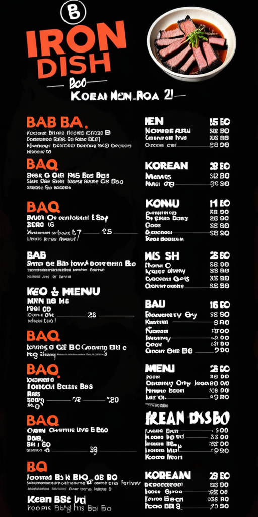 iron dish korean bbq menu
