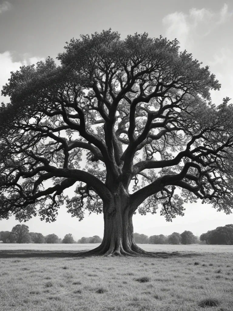 oak tree clipart black and white