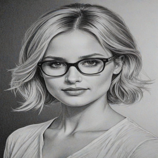 Appealing Dianna Agron, pencil sketch, portrait of Beauteous woman 1965s in glasses, hair style beatnik, outline, clear lines, fine lines, 8k