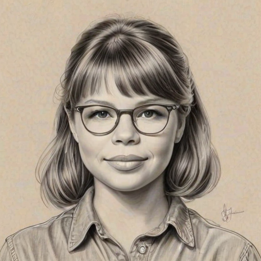 Splendid Bindi Irwin, pencil sketch, portrait of Enchanting woman 1963s in glasses, hair style beatnik, outline, clear lines, fine lines, 8k