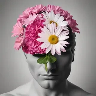 half brain half flowers