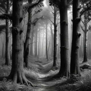 forest clipart black and white