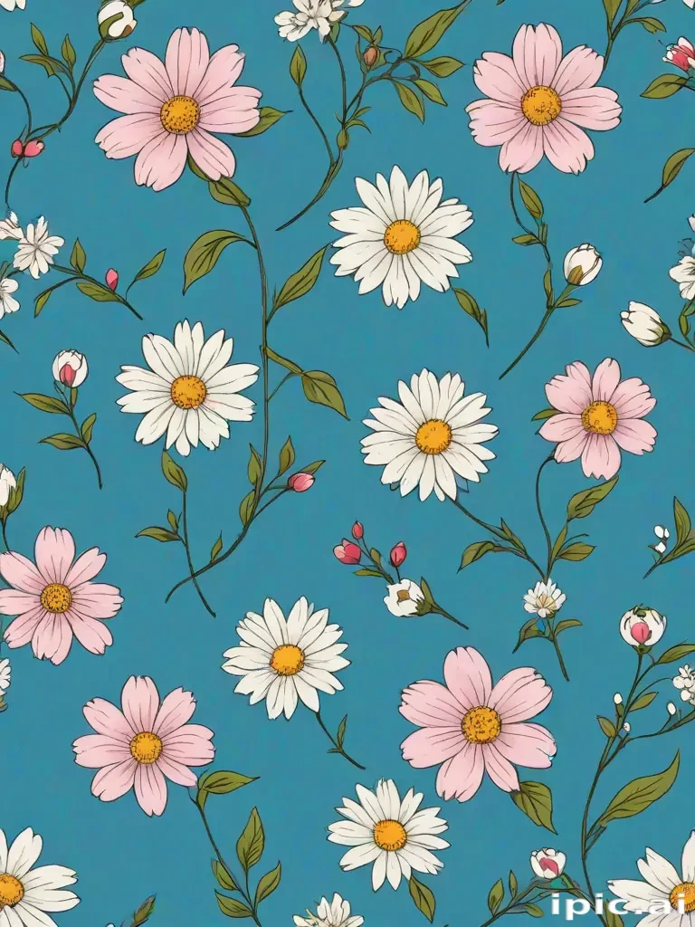 blue background with flowers