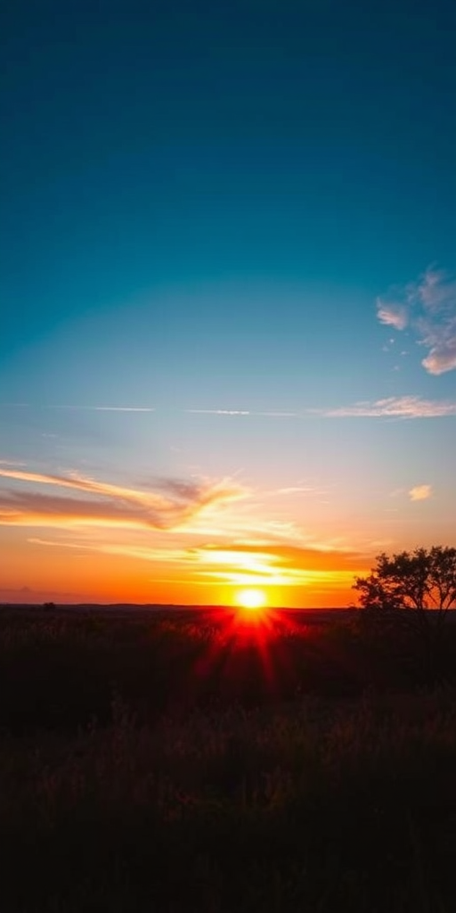 Create a high-resolution image of a serene landscape at sunset with vibrant colors, using a DSLR camera with a 50mm lens, aperture set to f/1.8, ISO 100, and a wide-angle view to capture the entire scene in vibrant detail.