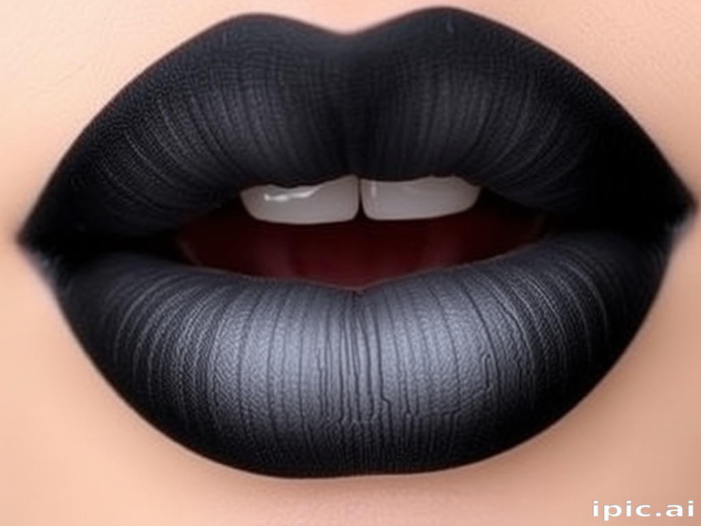 Ombre black to grey lips, dubbed "Smoky Gradient," showcasing a edgy, grunge-inspired look with a smooth, matte finish for alternative styles