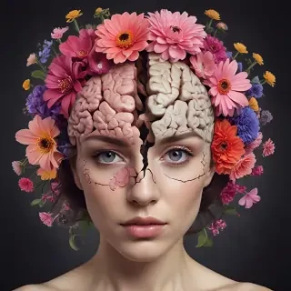 half brain half flowers