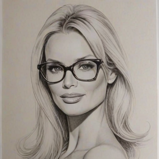 Lovely Nicolette Sheridan, pencil sketch, portrait of Enticing woman 1967s in glasses, hair style beatnik, outline, clear lines, fine lines, 8k