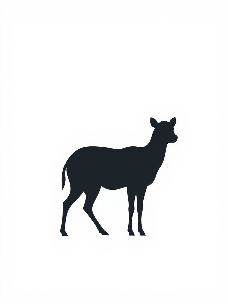 Create a high-resolution vector image of a simple, stylized animal silhouette against a plain background using a Canon EOS R5, 50mm lens, f/1.8 aperture, ISO 100, shot in natural light from a 45-degree angle for optimal contrast and detail.