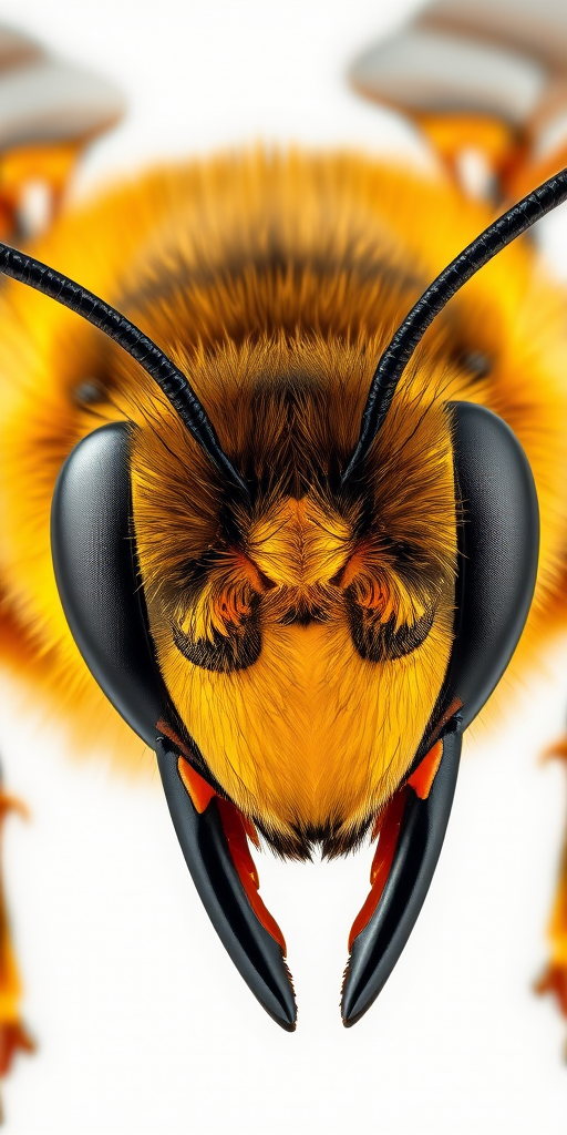 a highly detailed 3D illustration of a bee with realistic textures and vibrant colors, close-up view, aperture f/2.8, shutter speed 1/200s, ISO 100, using a DSLR camera with macro lens