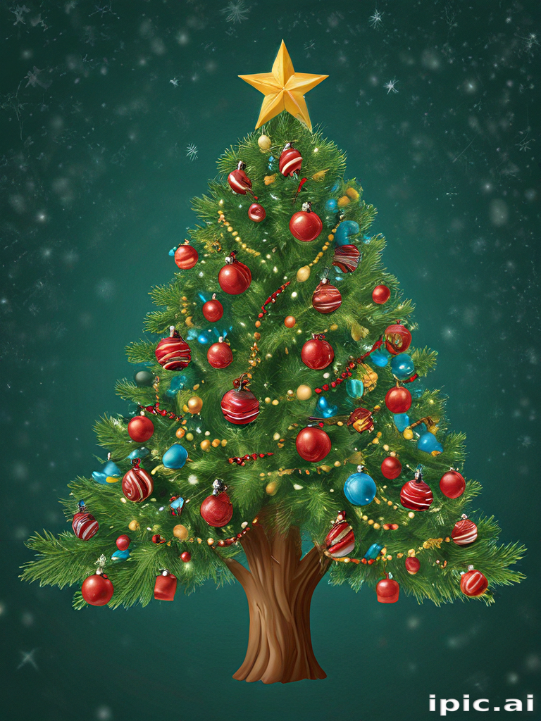 A Beautifully Decorated Christmas Tree with Colorful Ornaments and Star ...