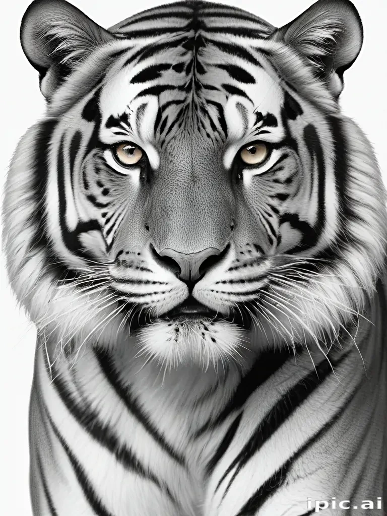 tiger clipart black and white