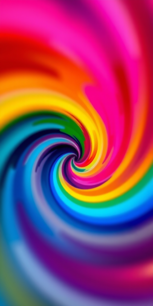 Create an abstract swirl pattern with vibrant colors blending into each other, using a Canon EOS R5, 50mm lens, f/1.8 aperture, ISO 100, image taken from a close-up view, utilizing a bokeh effect to enhance the depth and vividness of colors.