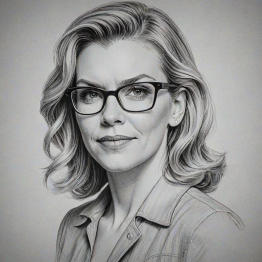 Pleasing Rhea Seehorn, pencil sketch, portrait of Gorgeous woman 1939s in glasses, hair style beatnik, outline, clear lines, fine lines, 8k