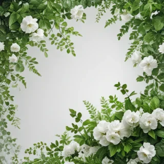 white and greenery background