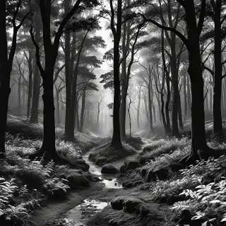 forest clipart black and white