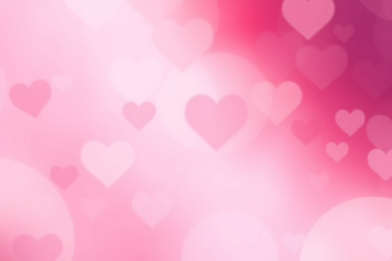 create a vibrant abstract background with soft pink and purple hues, featuring overlapping heart shapes, captured with a Canon EOS R5 at f/4, ISO 100, 1/125s, using a macro lens for detail enhancement and a soft-focus effect to create a dreamy atmosphere
