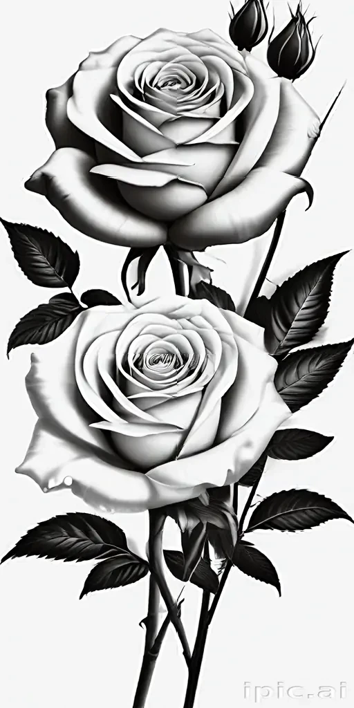 roses clipart black and white