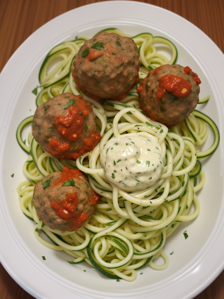 garlic butter meatballs and zoodles