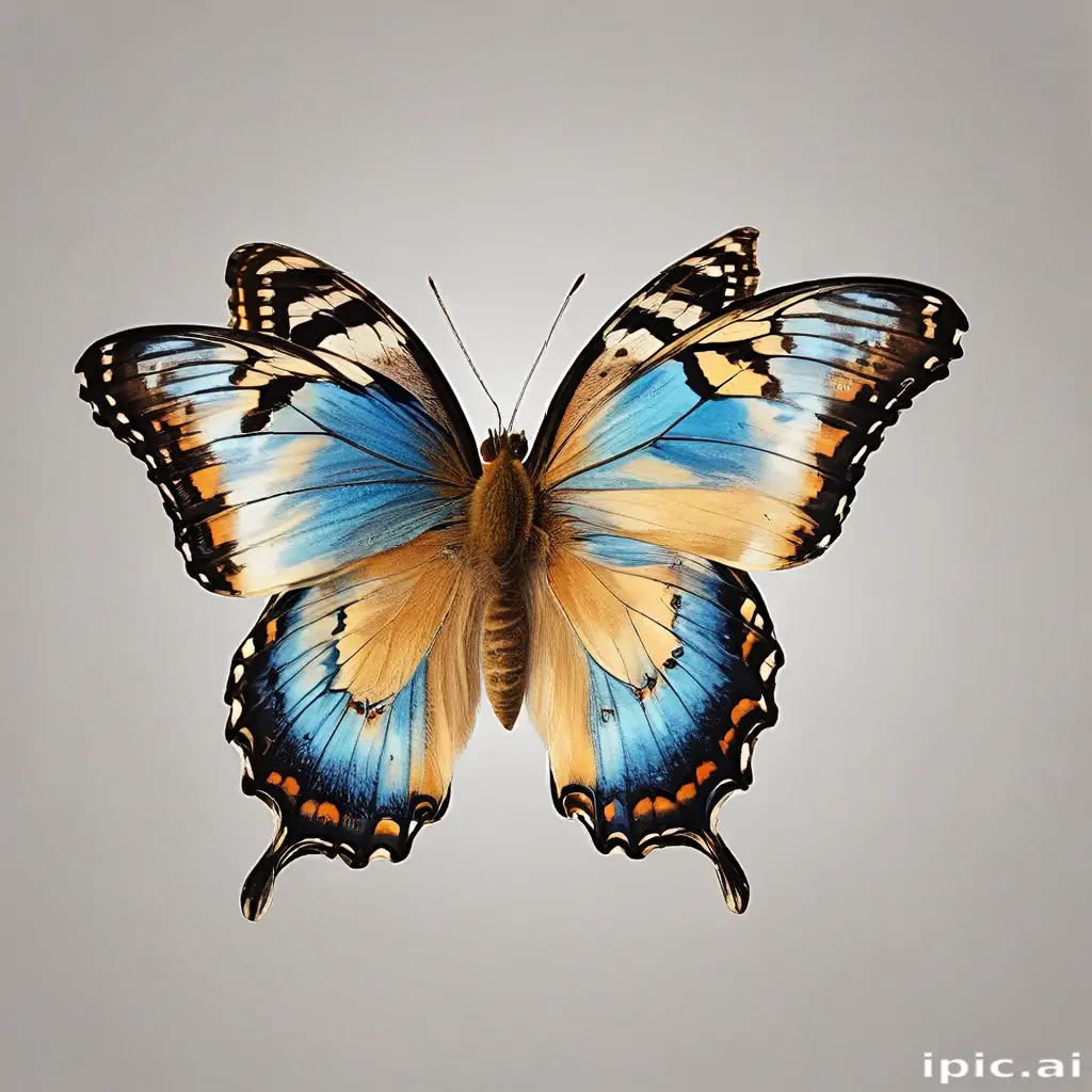 A Beautiful Blue Butterfly with Intricate Patterns Spreading Its Wings ...