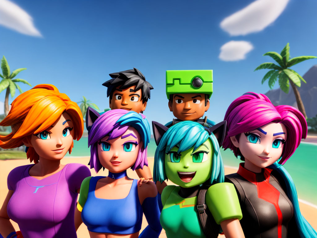 Roblox avatar with people behind- neon colors