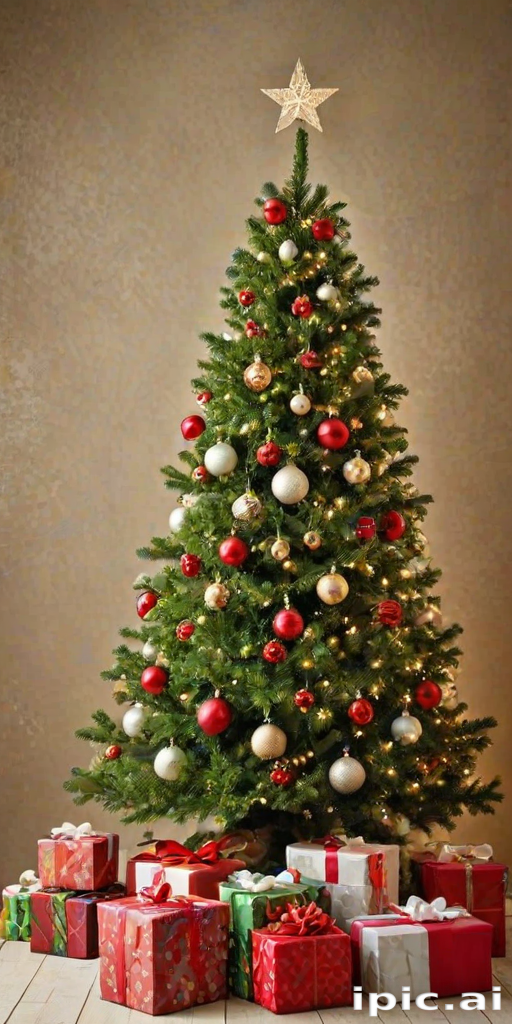 Festively Decorated Christmas Tree Surrounded by Colorful Gift Boxes ...