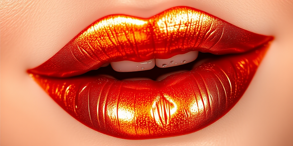 Metallic copper liquid lip lacquer "Molten Sunset" with an ultra-reflective finish and intense color payoff, designed for bold and statement-making looks, long-lasting and transfer-resistant