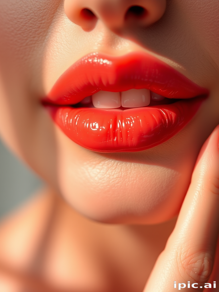 Enchanting visual of gradient coral lips blending seamlessly from light to dark, emphasizing a sun-kissed glow and youthful radiance