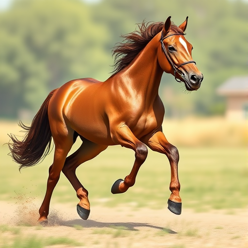 A detailed illustration of a galloping horse, captured with a Canon EOS R5, 50mm lens, f/1.8 aperture, ISO 100, in natural light with a slight depth of field to enhance focus on the horse, high-resolution, vector style.