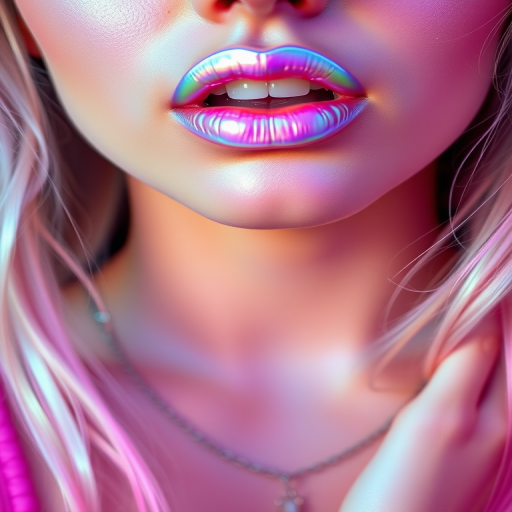 Iridescent holographic lips dubbed "Unicorn Dreams" showcase a multidimensional shift of pastel hues, creating a magical and ethereal appearance for festival-goers and makeup enthusiasts