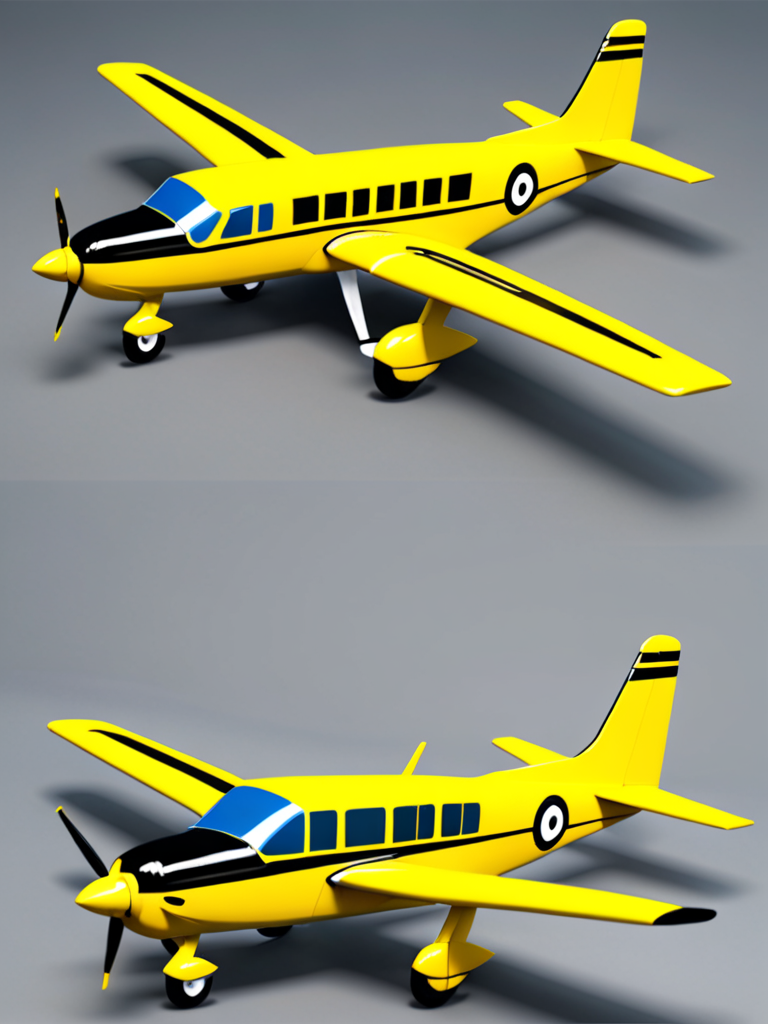 draw a single 4-seater front single prop engine airplane with low-placed wings. the plane is bright yellow with Pokémon painted all over it. make the airplane look realistic